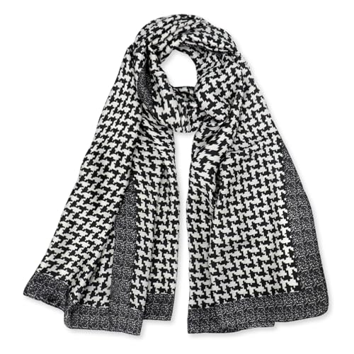 vimate Houndstooth Long Scarf - Fashion Large Satin Schal für Frauen Hals leichtes Kopftuch Thanksgiving Day Geschenk (DE-Style 10) von vimate