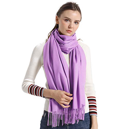 vimate Kaschmir Schals und Tücher, Light Purple Lavender Lilac Kaschmir Pashmina Schals und Tücher für Frauen (DE-Lavender) von vimate