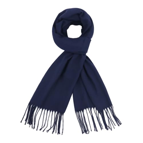 vimate Navy Blue Scarf for Men Women, Winter Lightweight Neck Warm Long Scarf (DE-Navy) von vimate