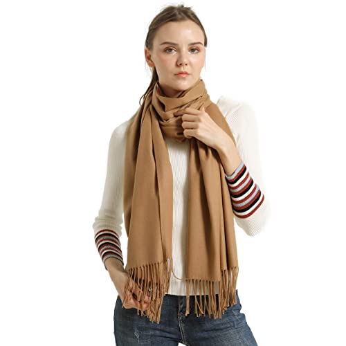 vimate Pashmina Stola für Frauen, Light Tan Camel Kaschmir Wolle Pashmina Schals und Tücher für Frauen (DE-Camel) von vimate