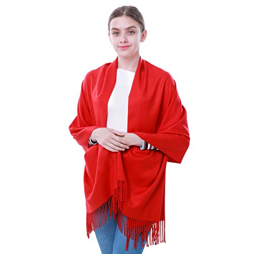 vimate Rote Pashminas Stola und Tücher für Frauen, Pashmina Kaschmir Wolle Schals und Tücher für Frauen/Damen (DE-Red) von vimate