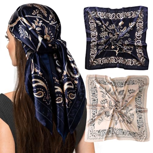 vimate Satinschal für Haarwickel in r Nacht-Damen 35 Quadrat Sei Gefühl Haar Schlafen Kopf Wrap Schal für Damen (2 Pack-N) von vimate
