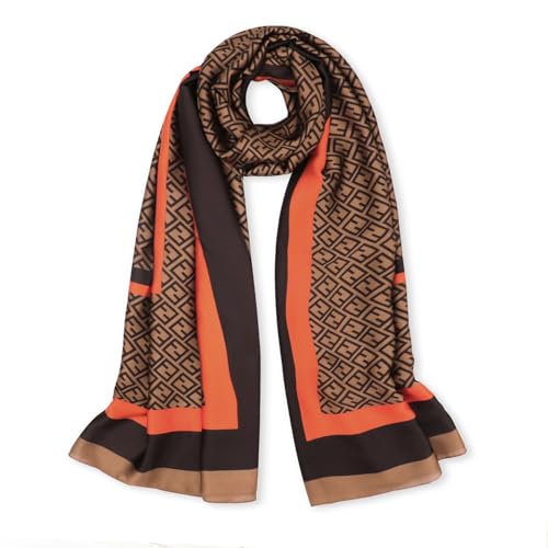 vimate Seidiger Satinschal für Frauen - Sommermode Leichte Seidenschals Leichtes Floral bedrucktes Kopftuch Strand Wickelschal(DE-Style 25) von vimate