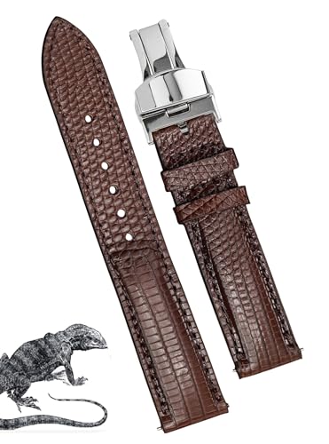 vinacreations Handgefertigtes Alligator-Bauch-Uhrenarmband für Herren, Schnellverschluss, Premium-Hornback-Krokodil-Ersatz-Pin-Dornschließe, Armband von Vietnamesen, 18 mm, Leder, Kein Edelstein von vinacreations