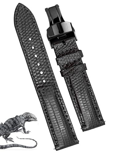 vinacreations Handgefertigtes Alligator-Bauch-Uhrenarmband für Herren, Schnellverschluss, Premium-Hornback-Krokodil-Ersatz-Pin-Dornschließe, Armband von Vietnamesen, 19 mm, Leder, Kein Edelstein von vinacreations