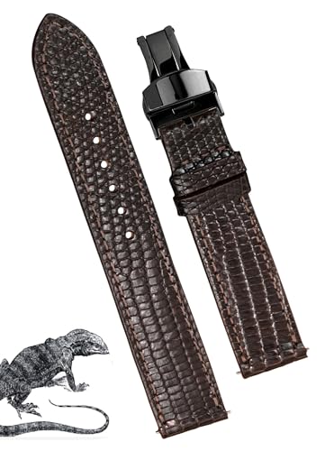 vinacreations Handgefertigtes Alligator-Bauch-Uhrenarmband für Herren, Schnellverschluss, Premium-Hornback-Krokodil-Ersatz-Pin-Dornschließe, Armband von Vietnamesen, 19 mm, Leder, Kein Edelstein von vinacreations