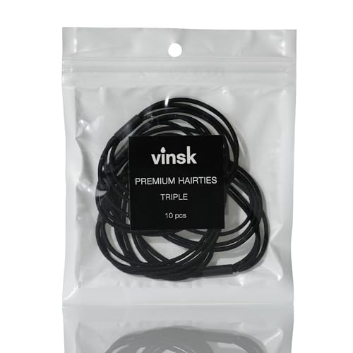 vinsk® UNISEX Haargummis Damen & Herren im Set [10St.] | Sehr starker Halt | Soft Haargummi Herren & Damen | Elastische Haargummis schwarz mit mittlerem Halt | Vielseitiges Zopfgummi für Man Bun uvm. von vinsk
