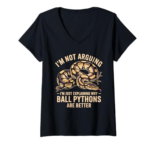 Damen Ich argumentiere nicht, ich erkläre nur, warum Ball Pythons T-Shirt mit V-Ausschnitt Damen Ich argumentiere nicht, ich erkläre nur, warum Ball Pythons T-Shirt mit V-Ausschnitt von vintage Snakes Snake Reptile pythons royal python