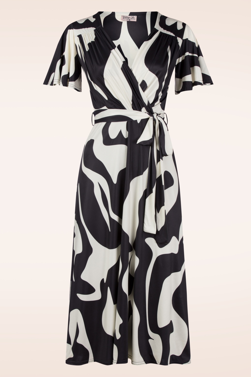 Brooke Abstract Cross Over Swing Dress in Schwarz und Weiß. von vintage chic for topvintage