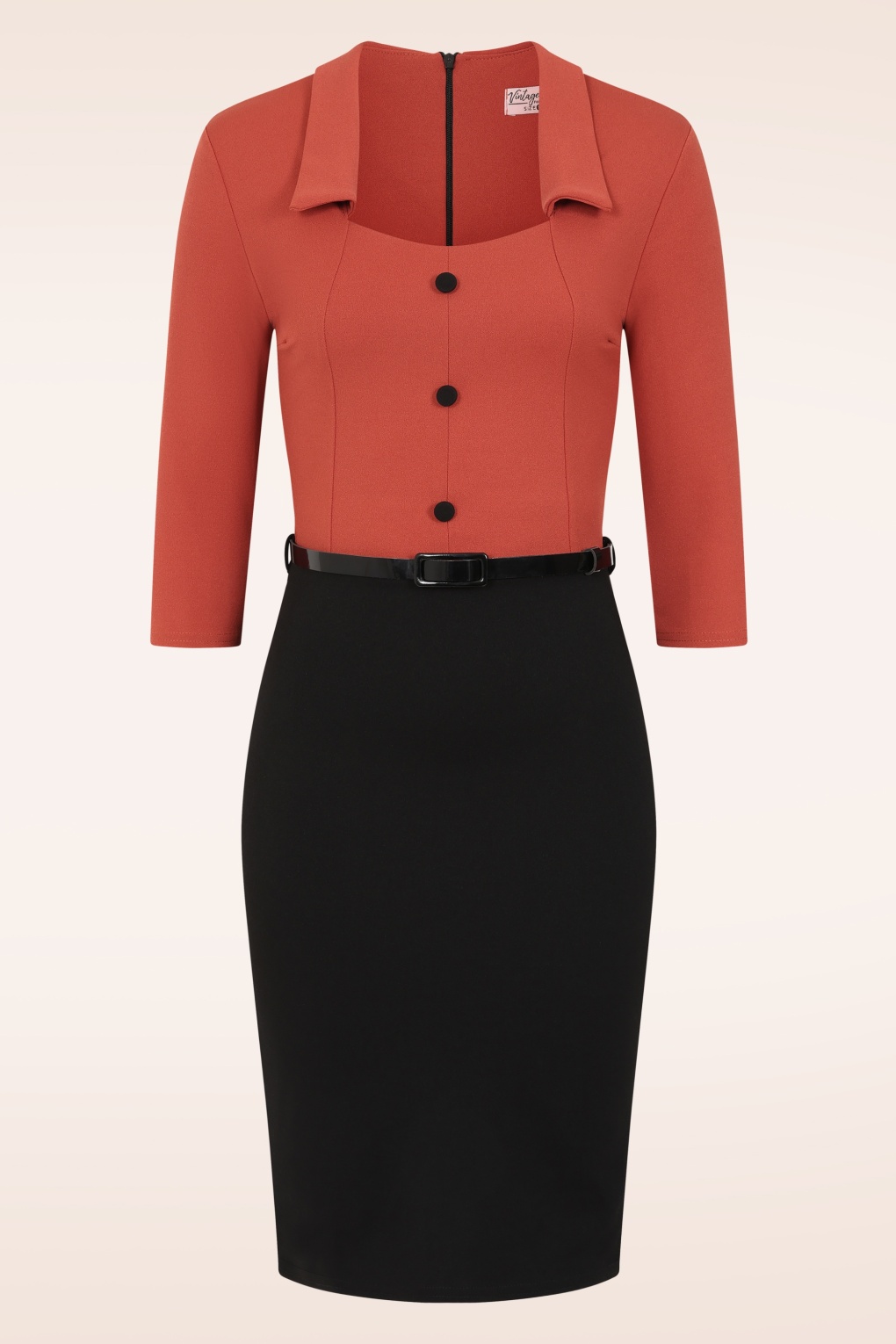 Carla Etuikleid in Schwarz und Orange Carla Etuikleid in Schwarz und Orange von vintage chic for topvintage