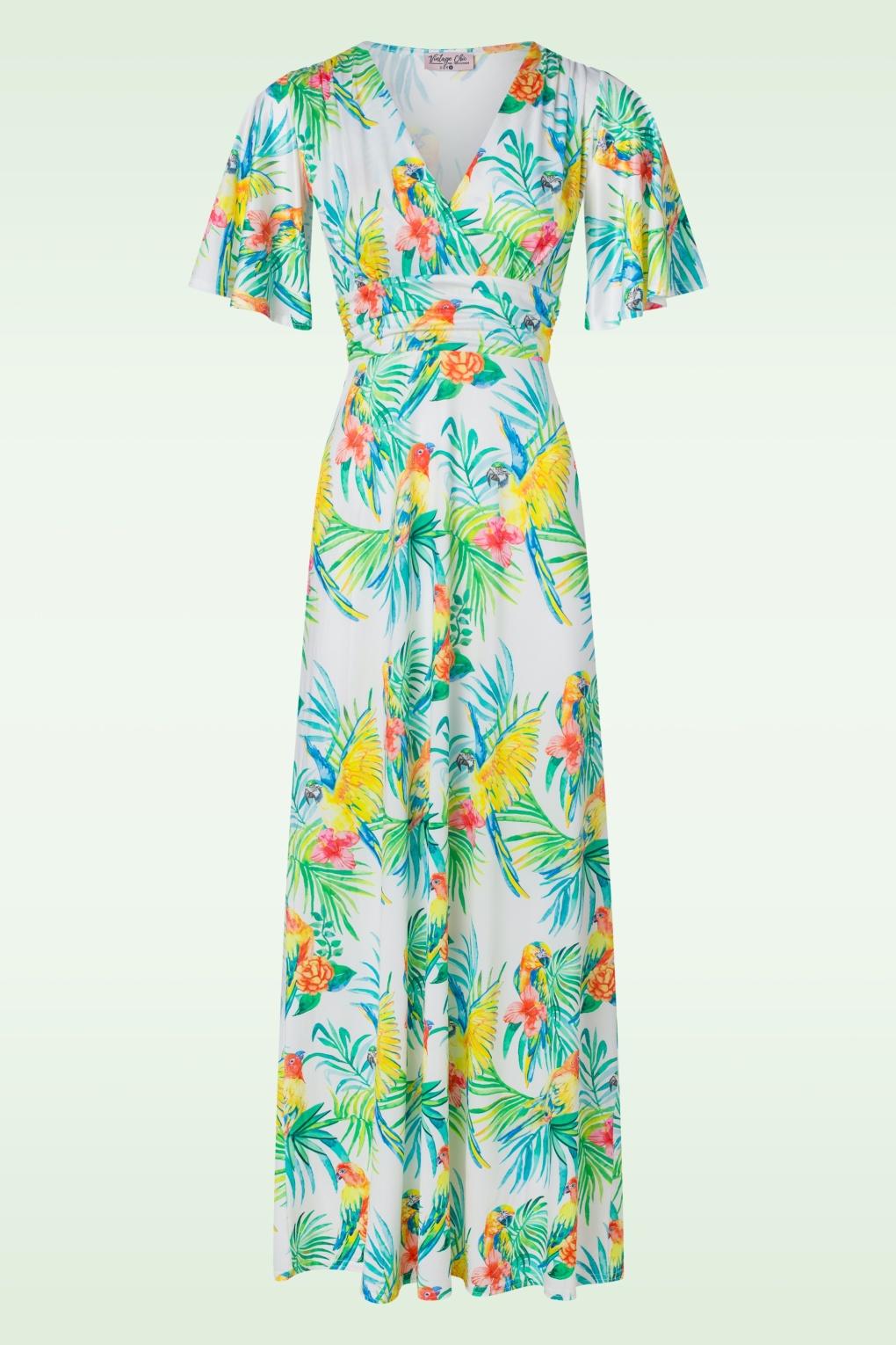 Fiona Tropical Parrot Maxikleid in Multi von vintage chic for topvintage