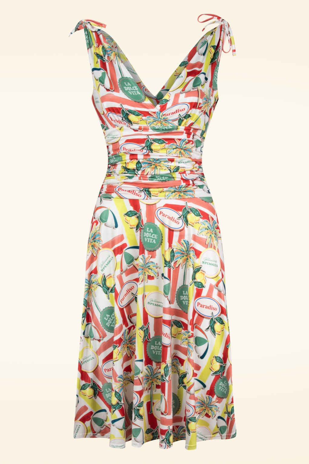 Grecian Italian Resort Kleid in Weiß und Multi von vintage chic for topvintage