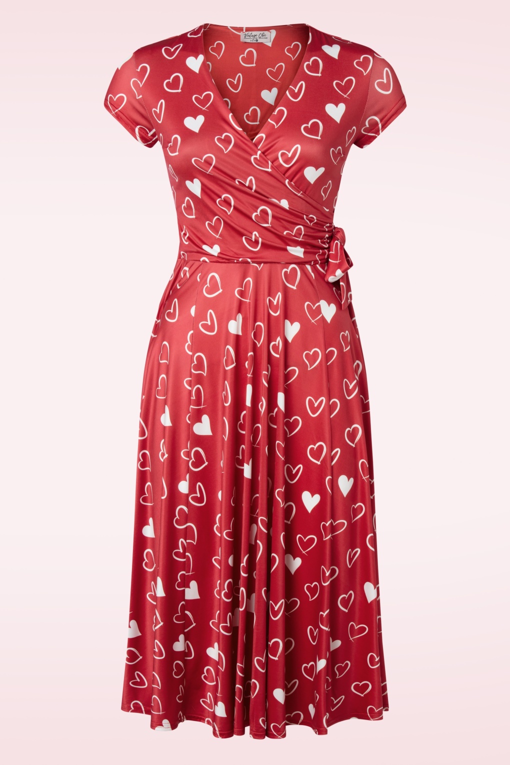 Layla Hearts Cross Over Swing Dress in Rot und Weiß. von vintage chic for topvintage