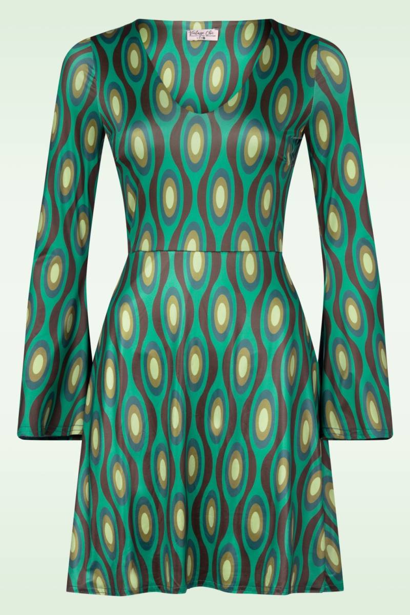 Poppy Kleid mit geometrischem Muster in Türkis von vintage chic for topvintage