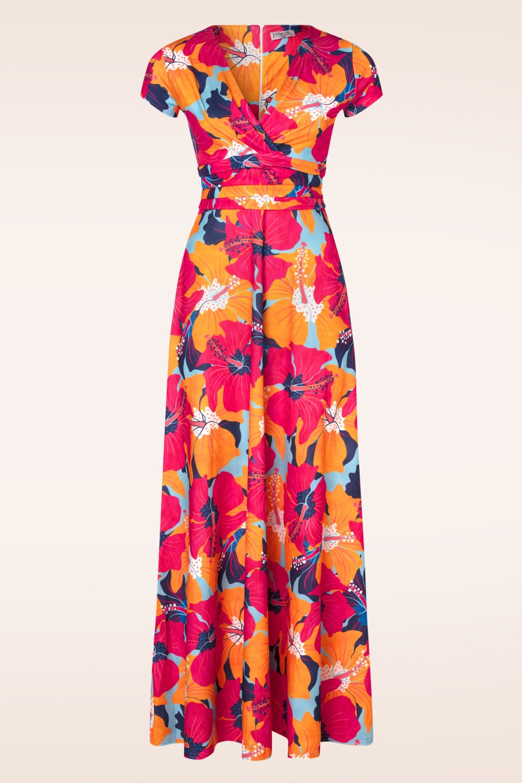 Rinda Blumen Maxikleid in Orange und Multi von vintage chic for topvintage