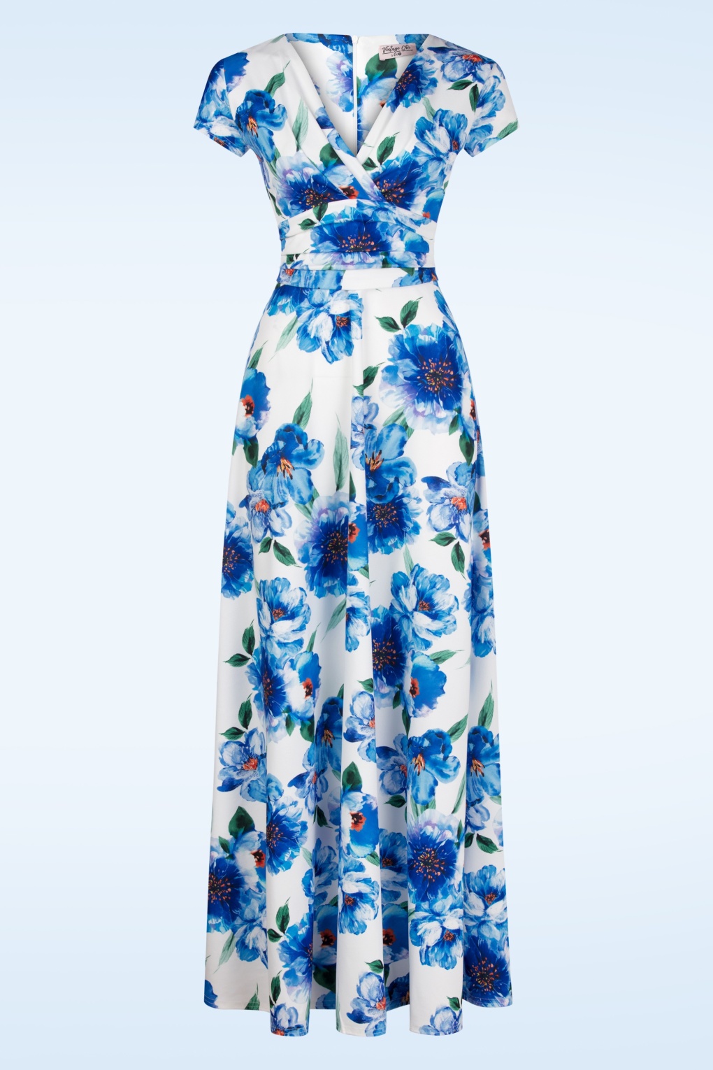 Rinda Floral Maxikleid in Blau und Weiß von vintage chic for topvintage