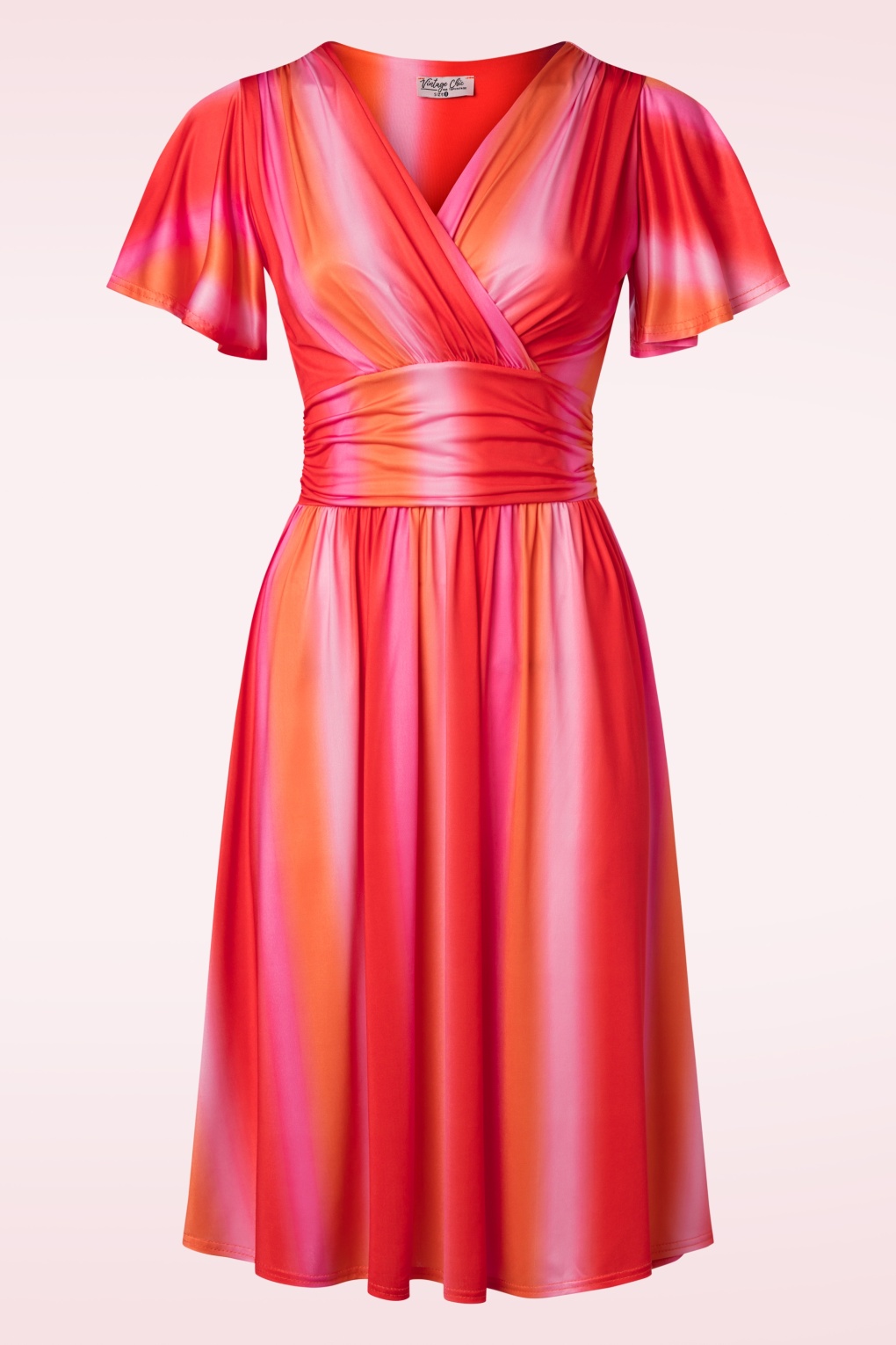 Sadie Faded Stripes Swing Kleid in Pink von vintage chic for topvintage