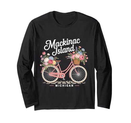 Vintage Mackinac Island Michigan mit Blumen für Männer Frauen Langarmshirt von vintage island mackinac