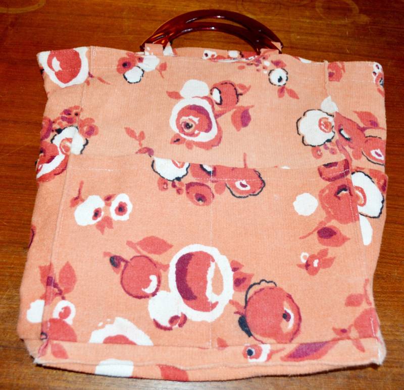 Bunte Frottee Vintage Shopper Stoff Einkaufstasche 70Er Jahre Mid Century Retro Second Hand Wear Bag Clutch von vintageBagsAndCo