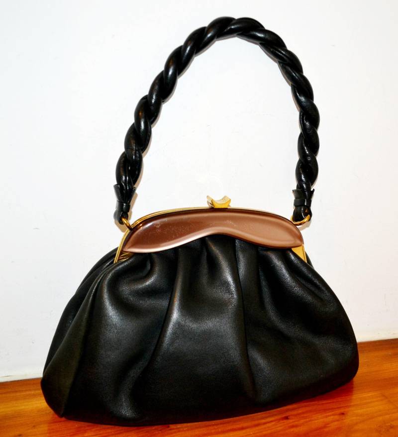 Schöne Edle Hochwertige Vintage Handasche Schwarz Second Hand Wear 50Er Jahre Retro Mid Century Clothing Bag von vintageBagsAndCo