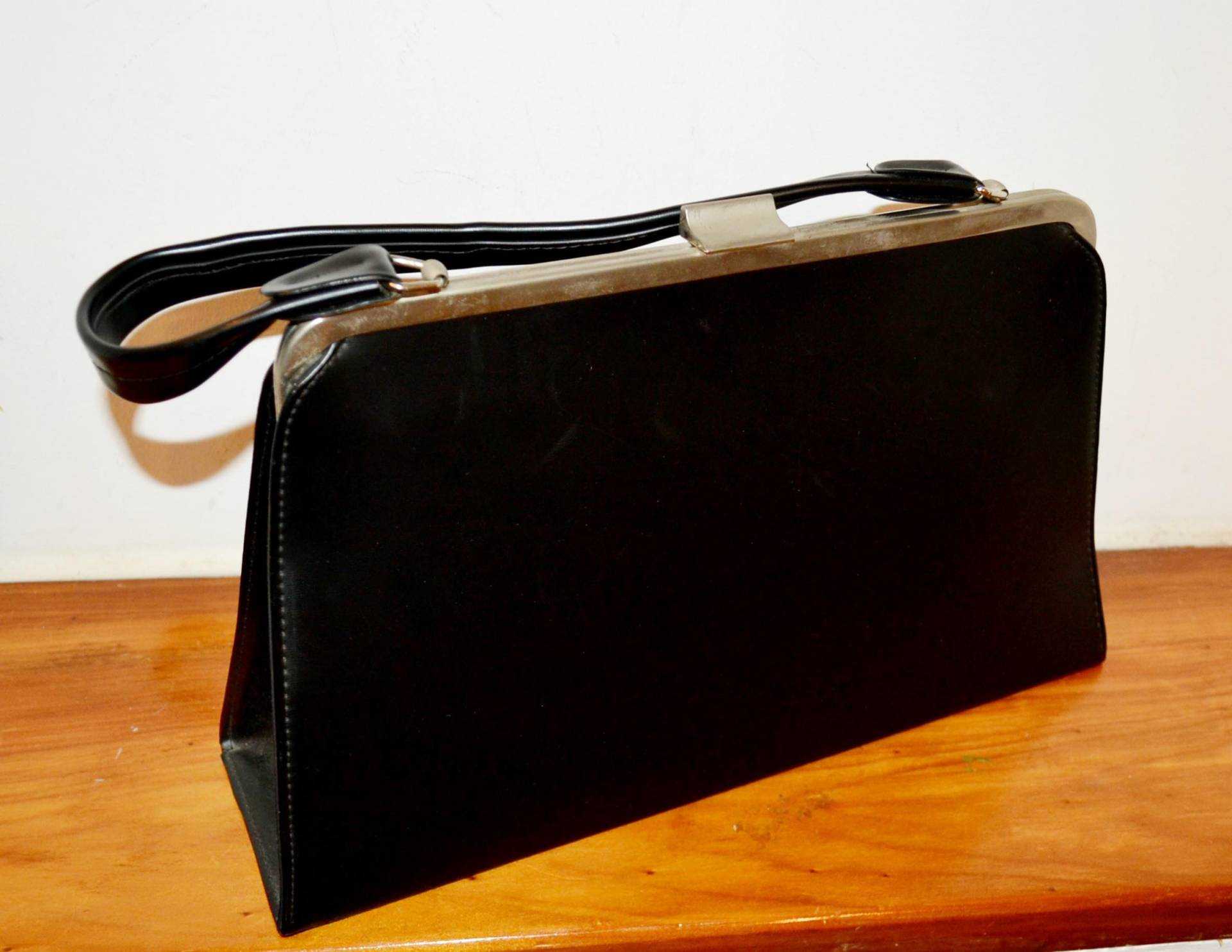 Schöne Edle Vintage Handtasche Aus Den 50Er Jahren Schwarz Retro Mid Century Shabby Chic Fifties Clothing Second Hand Wear von vintageBagsAndCo