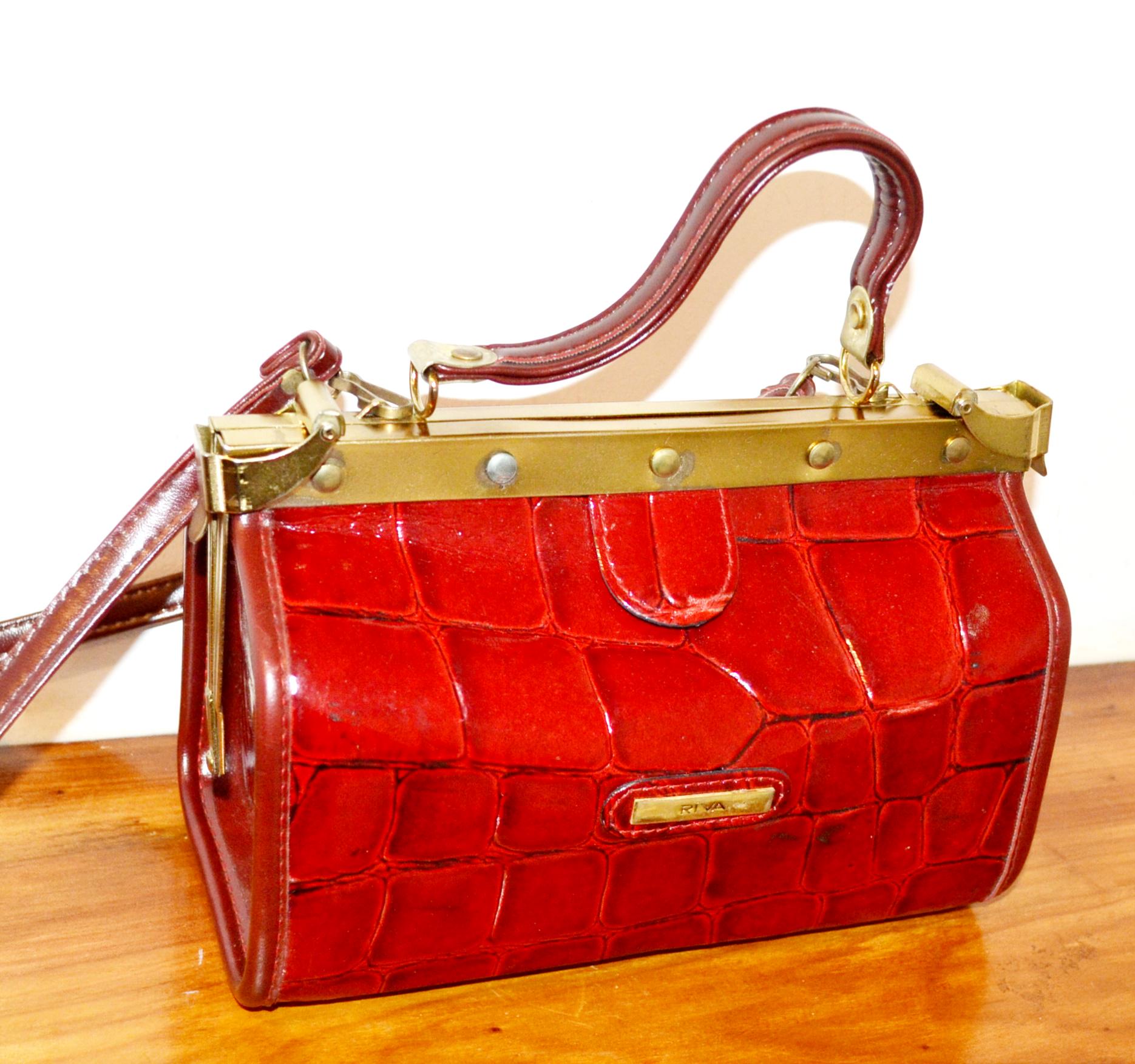 Schöne Edle Vintage Handtasche Aus Den 60Er Jahren Rot/Gold Retro Mid Century Shabby Chic Fifties Clothing Second Hand Wear von vintageBagsAndCo