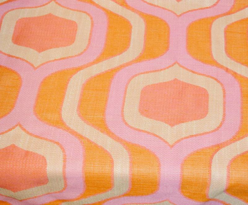 Schöner Großer Vintage Vorhangstoff Orange/Lila 70Er Jahre Mid Century Retro Fabric Curtains Sewing Material von vintageBagsAndCo