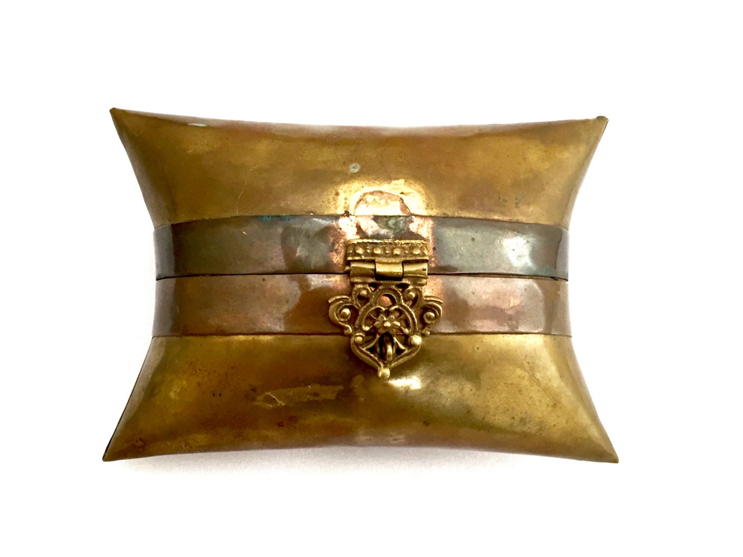 Vintage Kissenstil Minaudière Messing Metall Geldbörse Indien von vintageandmoore