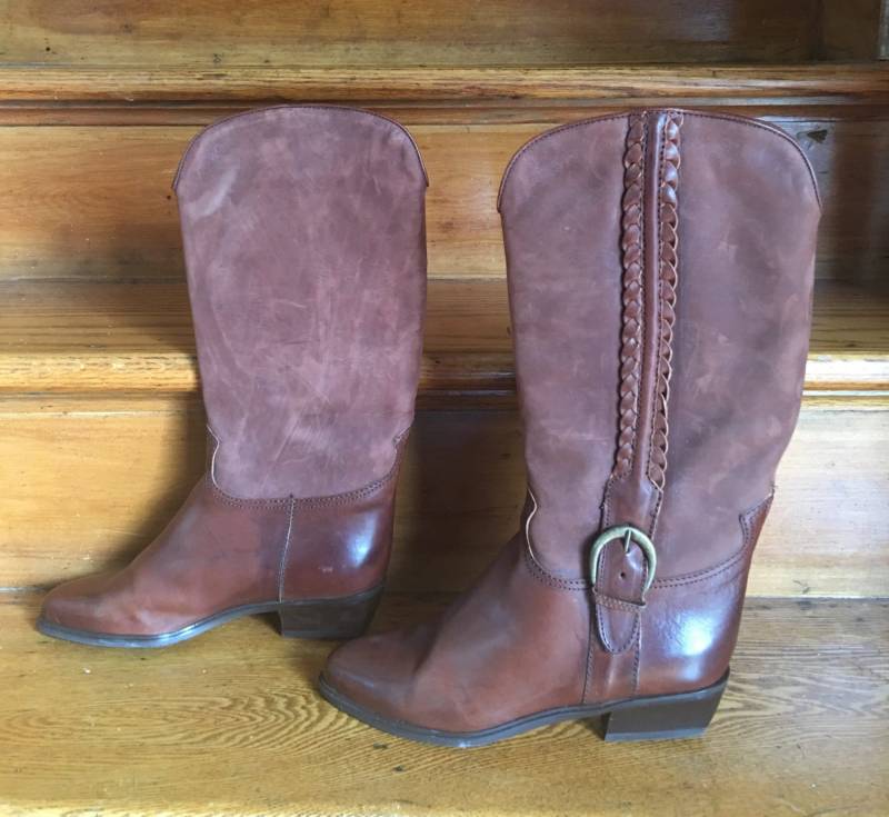 Kostenloser Versand Vtg Cowboy Braune Lederstiefel Gr. 7, 5 M Westernstiefel von vintageandpurple