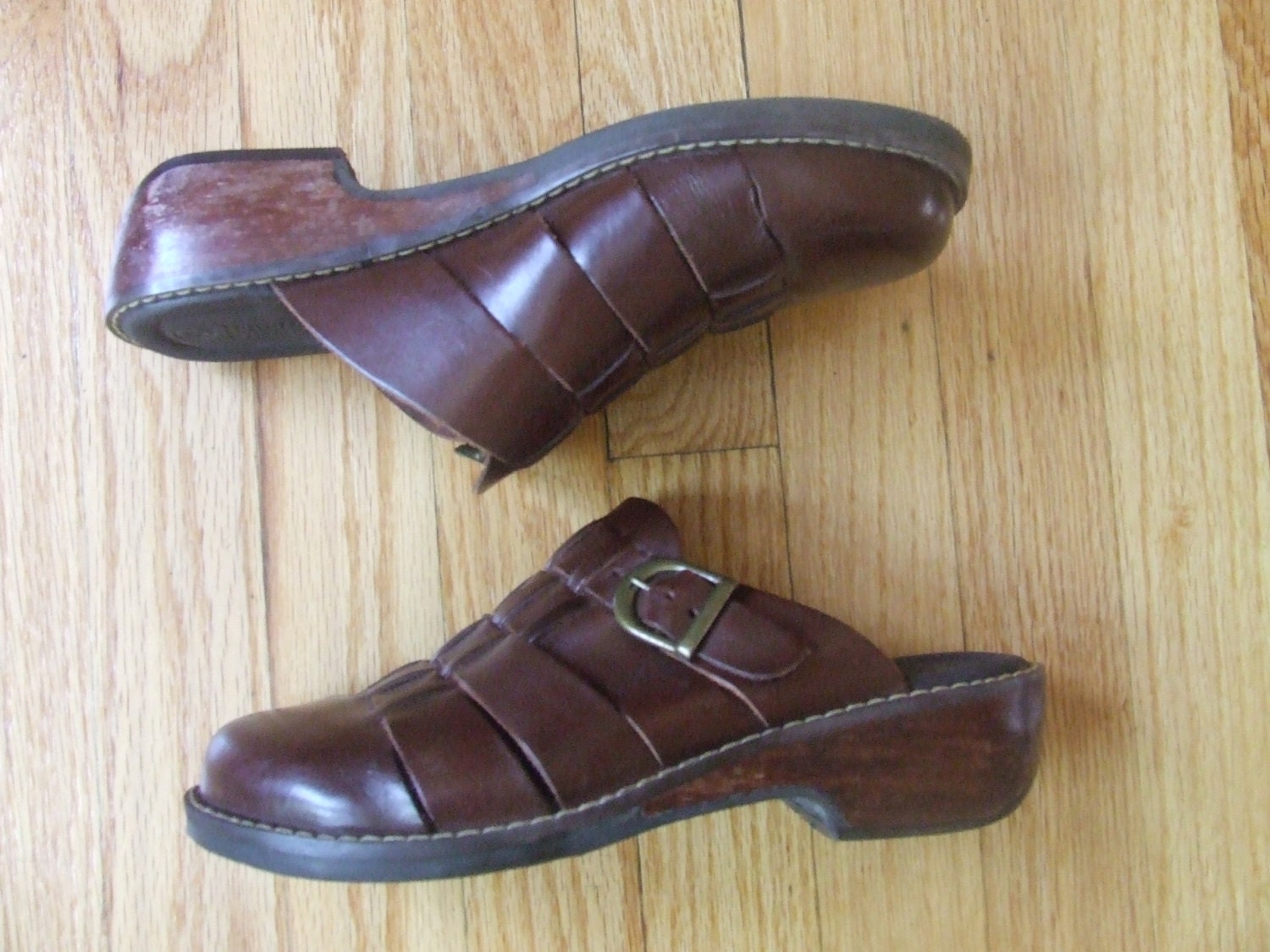 Vtg Leder Braun Huarache Clogs /Size Us 8 Schuhe/Free Shipping von vintageandpurple