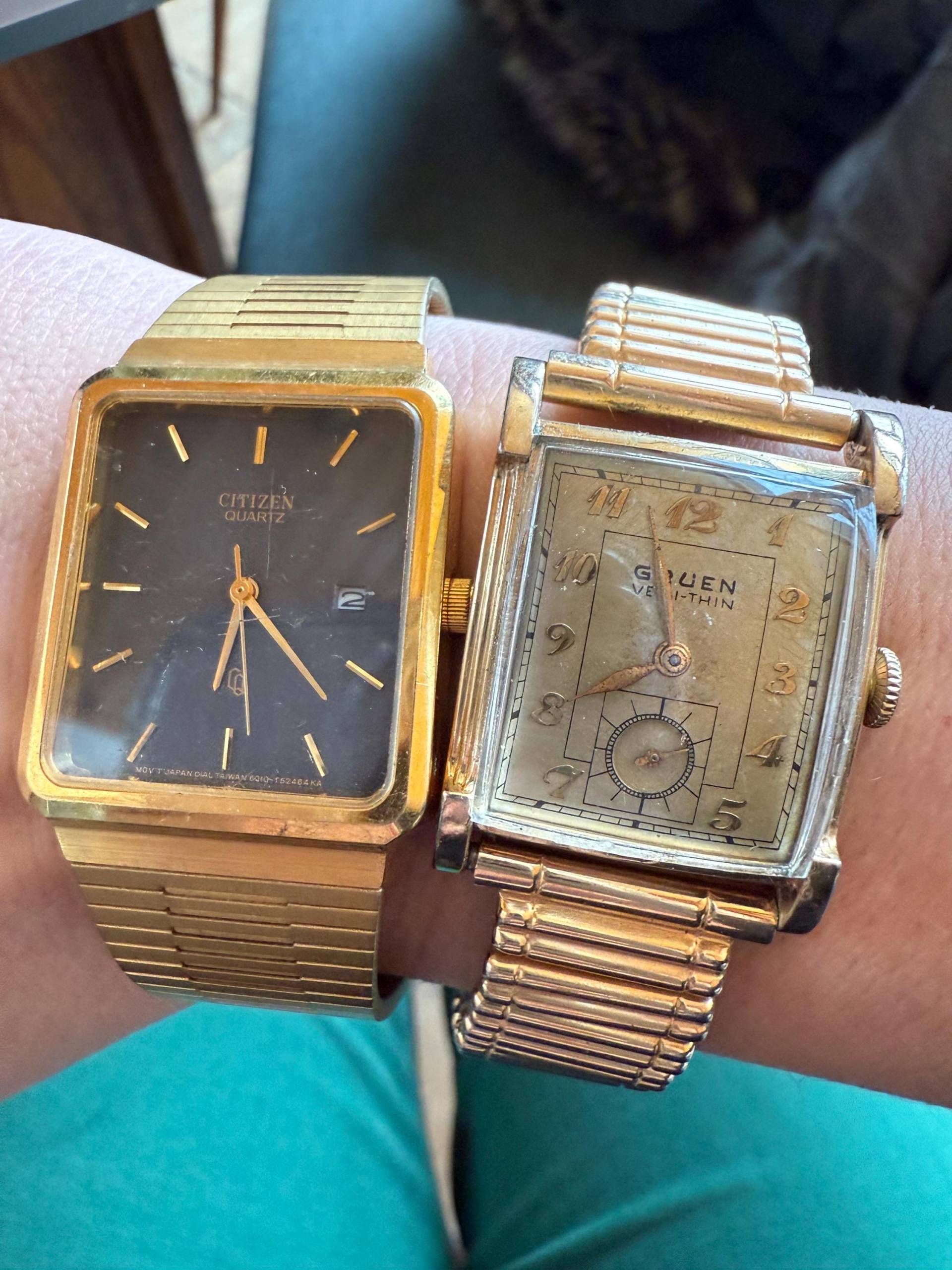 Vintage Herren Armbanduhr, Quartz, 1990Er Jahre, Gruen Veri-Thin, 1940Er Ungetestet Vintage Herren Armbanduhr, Quartz, 1990Er Jahre, Gruen Veri-Thin, 1940Er Ungetestet von vintageatmosphere