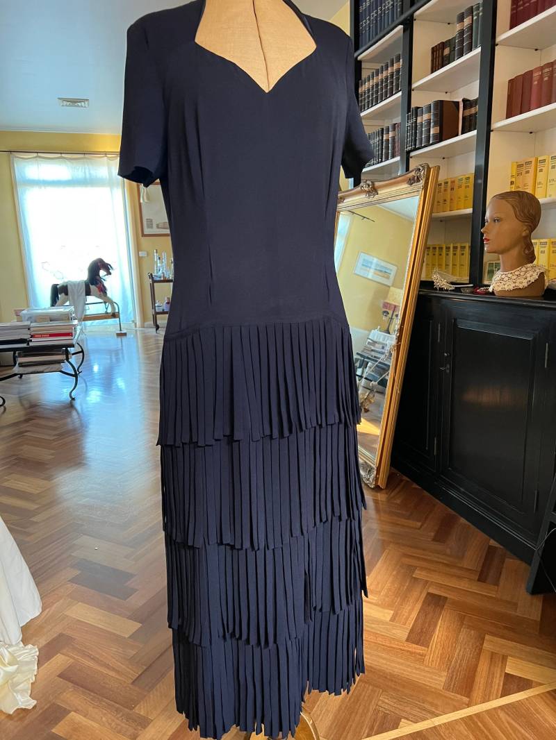 Atemberaubendes Stofffransen 1940Er Vintage Kleid Aus Crepe von vintagecaf