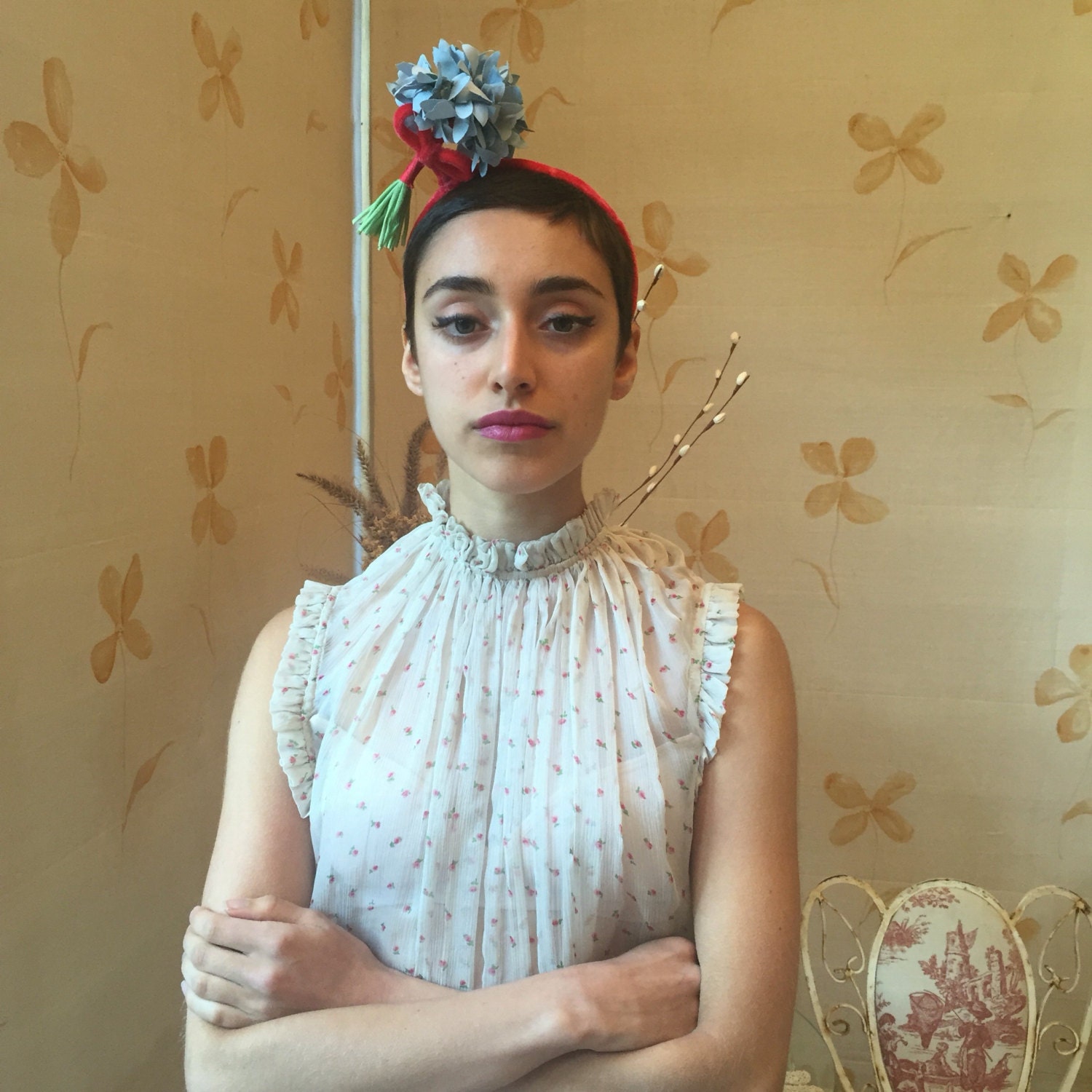 Handgemachte Vintage Blume Und Samt Fascinator von vintagecaf