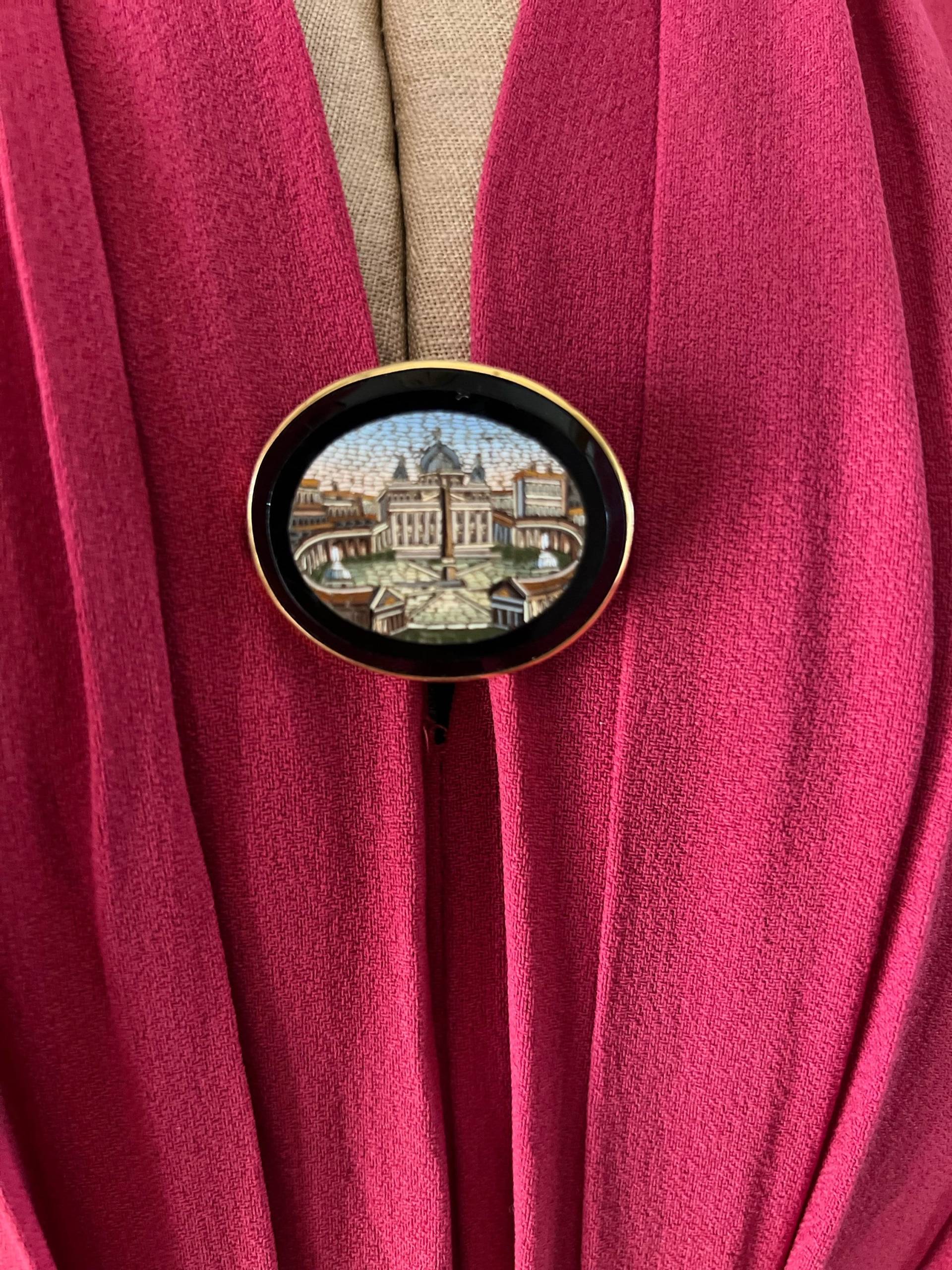 Mikro-Mosaik Antike Rom Italien Gold Brosche Von 1877 Mit Inschrift von vintagecaf