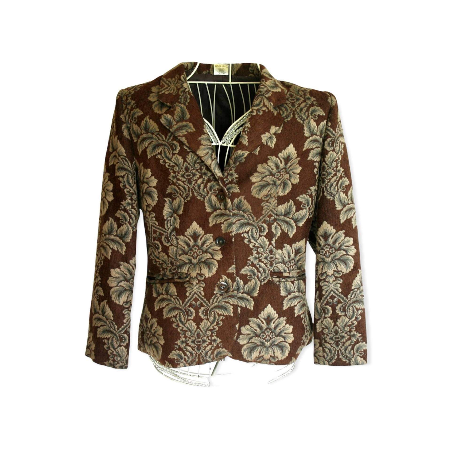 Blumenblazer/Braune Jacke Brauner Blazer Retrojacke Hipsterjacke Boho-Chic-Jacke von vintagecatalunya