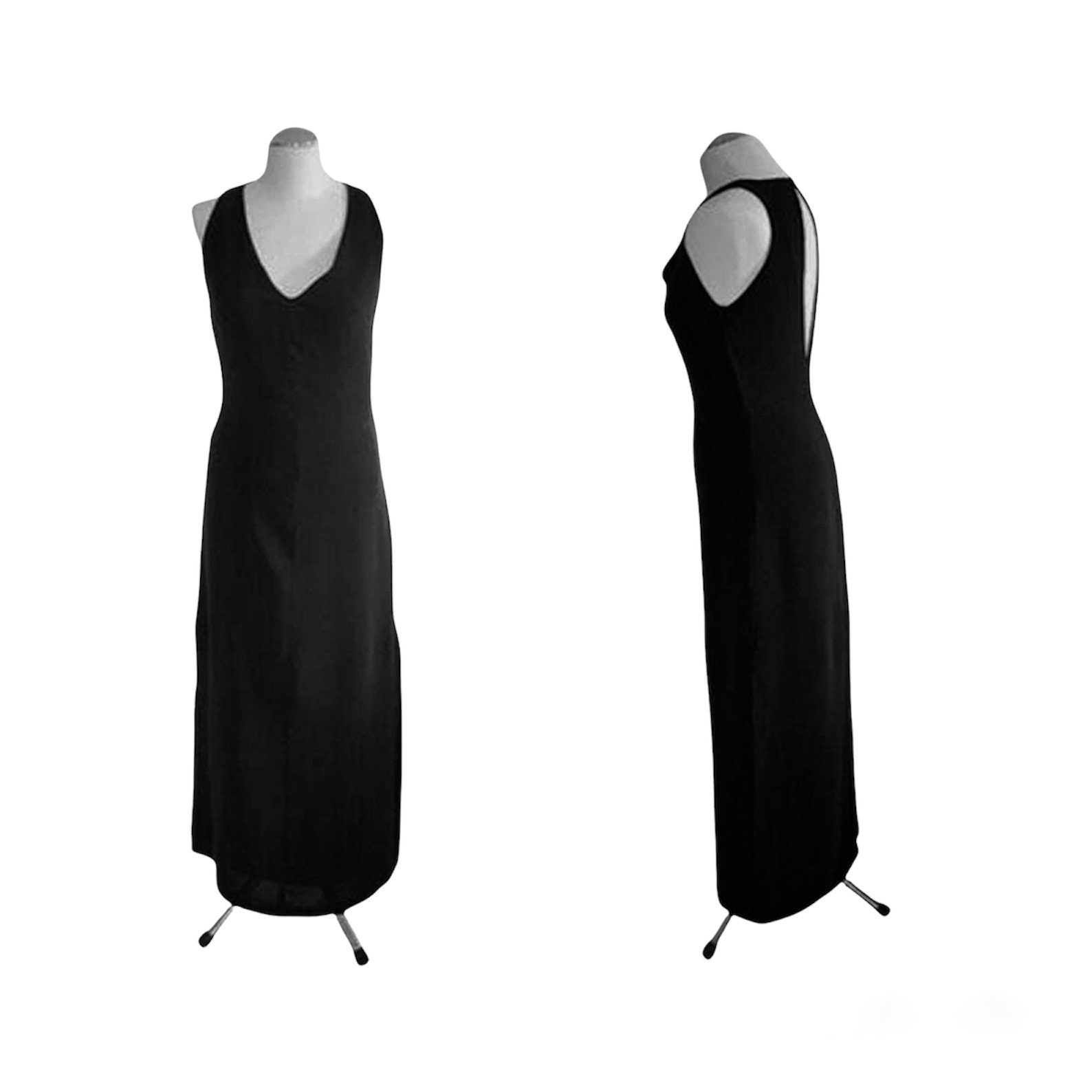 Schwarzes Langes Kleid/Schwarzes Katzenoutkleid Partykleid Boho Schickes Vintage von vintagecatalunya