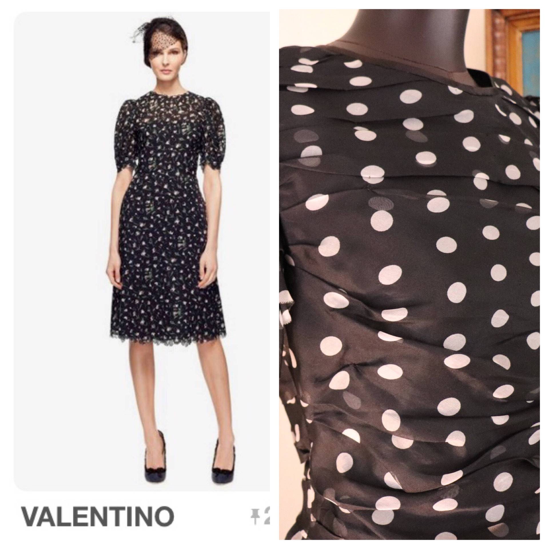 Cocktailkleid Aus Seidenchiffon Mit Rüschen Und Tupfen/Abendlook Cocktailkleid Aus Seidenchiffon Mit Rüschen Und Tupfen/Abendlook von vintagecouturebazar