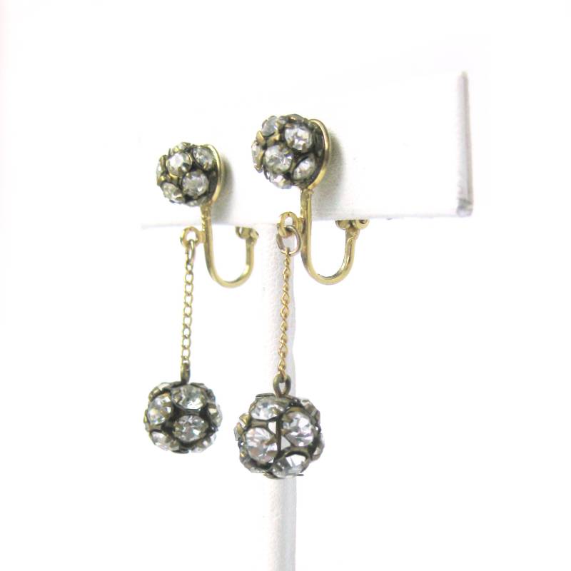 Vintage Strass Ball Ohrclips Glamour Girl Schmuck von vintagedame