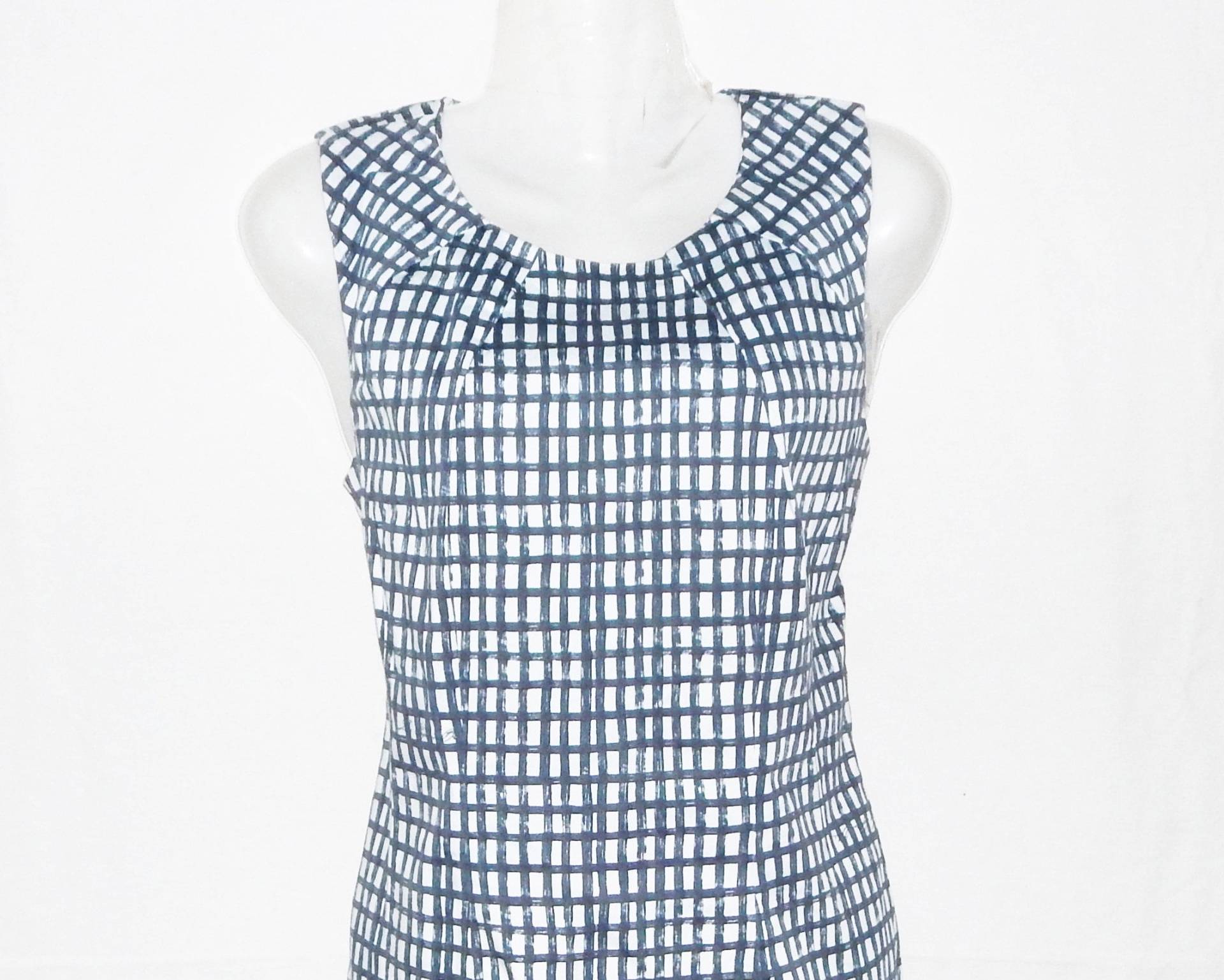 Les Copains Blau Paris Damen Sleeveless Knie Lenght Mantel Kleid Check Gedruckt. Größe 44 Italia, Uk 14 von vintagefashion4all