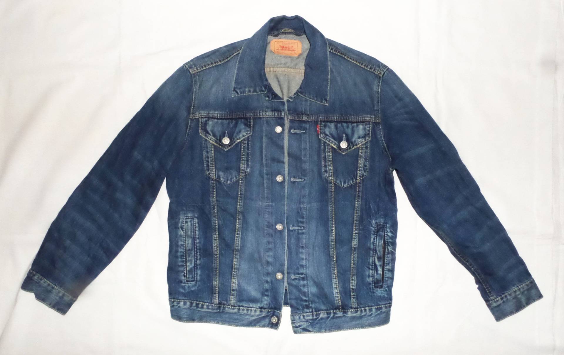 Levi Es Der Trucker Jacke, Exc Vintage 1980Er Jahre Blau Denim Herren Jacke Größe M, Mod.72250 von vintagefashion4all