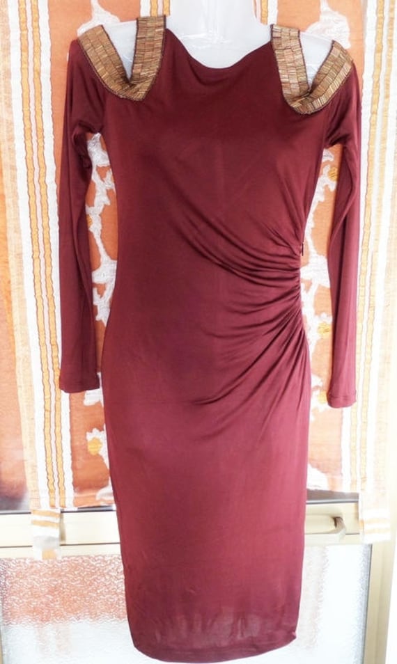 Roberto Cavalli Exclusive Verziertes Abendkleid, S, 38 It, 8-Uk, Bordeauxrot Roberto Cavalli Exclusive Verziertes Abendkleid, S, 38 It, 8-Uk, Bordeauxrot von vintagefashion4all