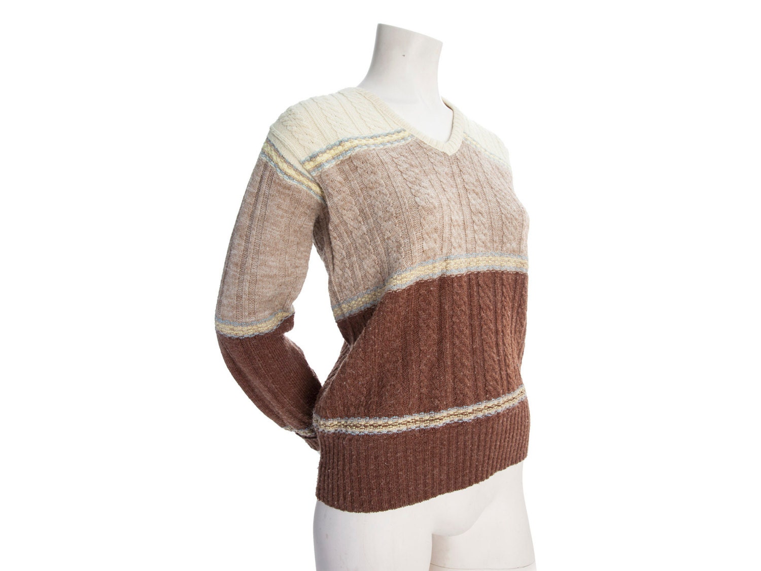 Vintage 1980Er Creme Und Braun StrickpulloverFremder Dinge PulloverKleine/Mittlere Größe von vintagefrenzy