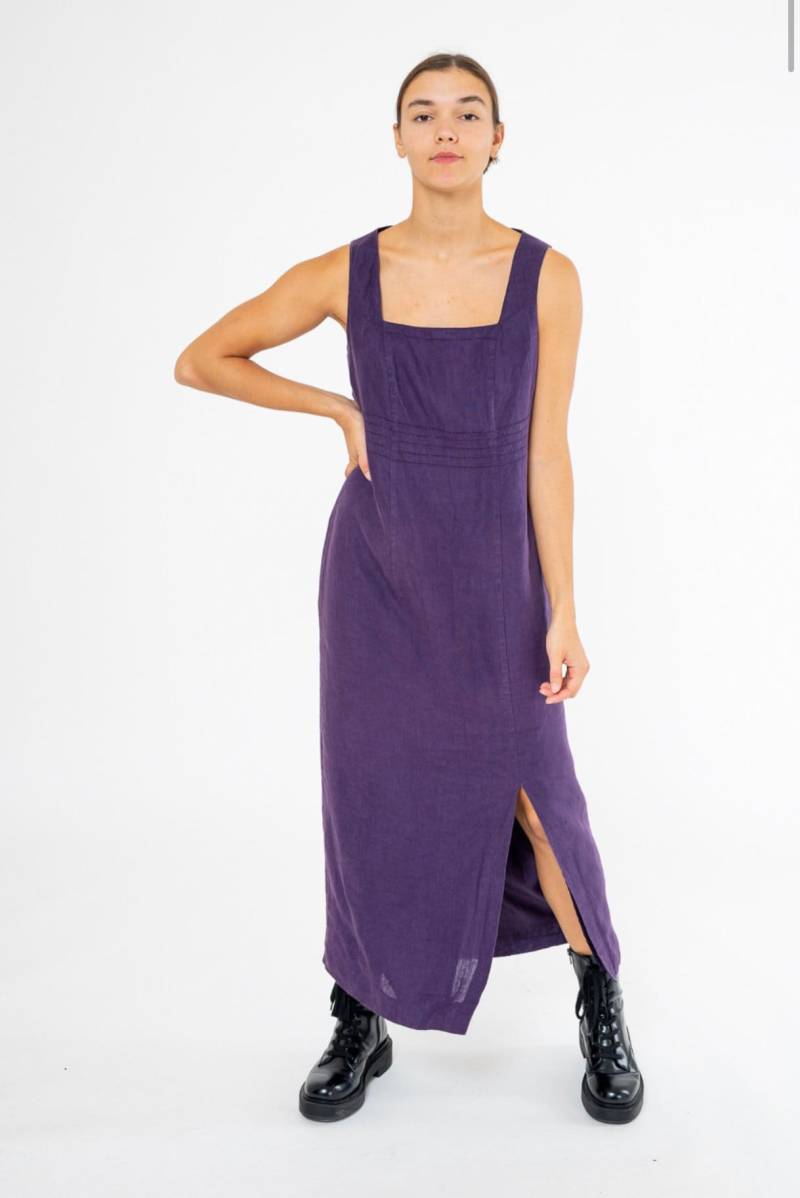 Vintage Lila Leinenkleid Boho Feenhaftes Langes Sommerkleid von vintagefuturo