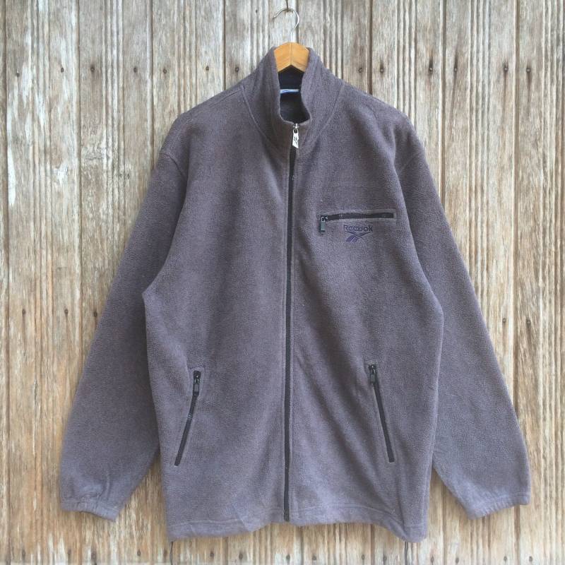 Reebok Stickerei Logo Sport Pullover Jacke Fleece Single Pocket Style Große Größe von vintagegallaggers