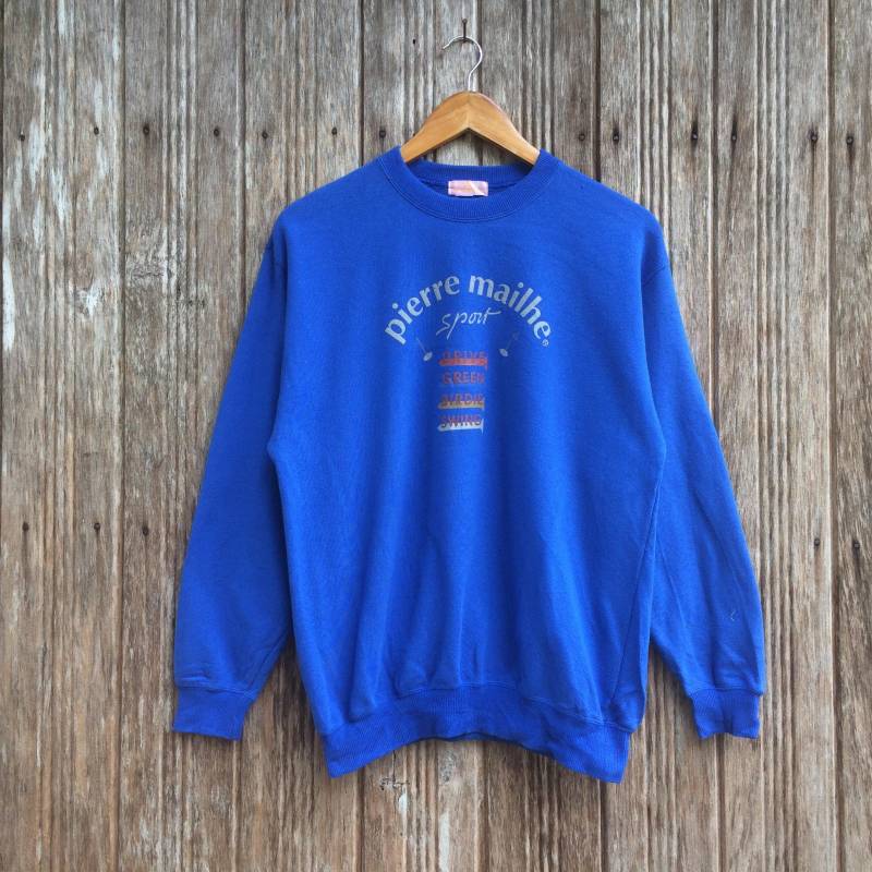 Selten Pierre Mailhe Sport Sweatshirt Schönes Design Mittlere Größe von vintagegallaggers