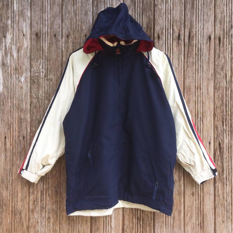 Selten Vintage Ellesse Halfball Jacke Hoodie Streifen-Stil Auf Ärmel Große Größe von vintagegallaggers