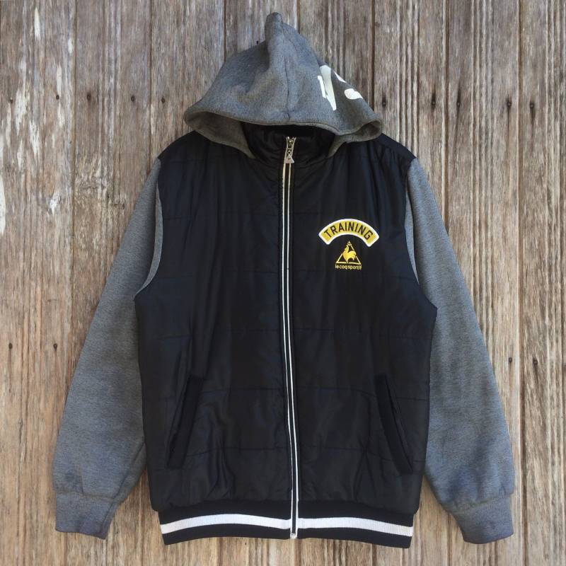 Vintage Le Coq Sportif Training Steppjacke Reißverschluss Jacke Hoodie Pullover Sportkleidung Schwarz Trainingsjacke Größe M von vintagegallaggers