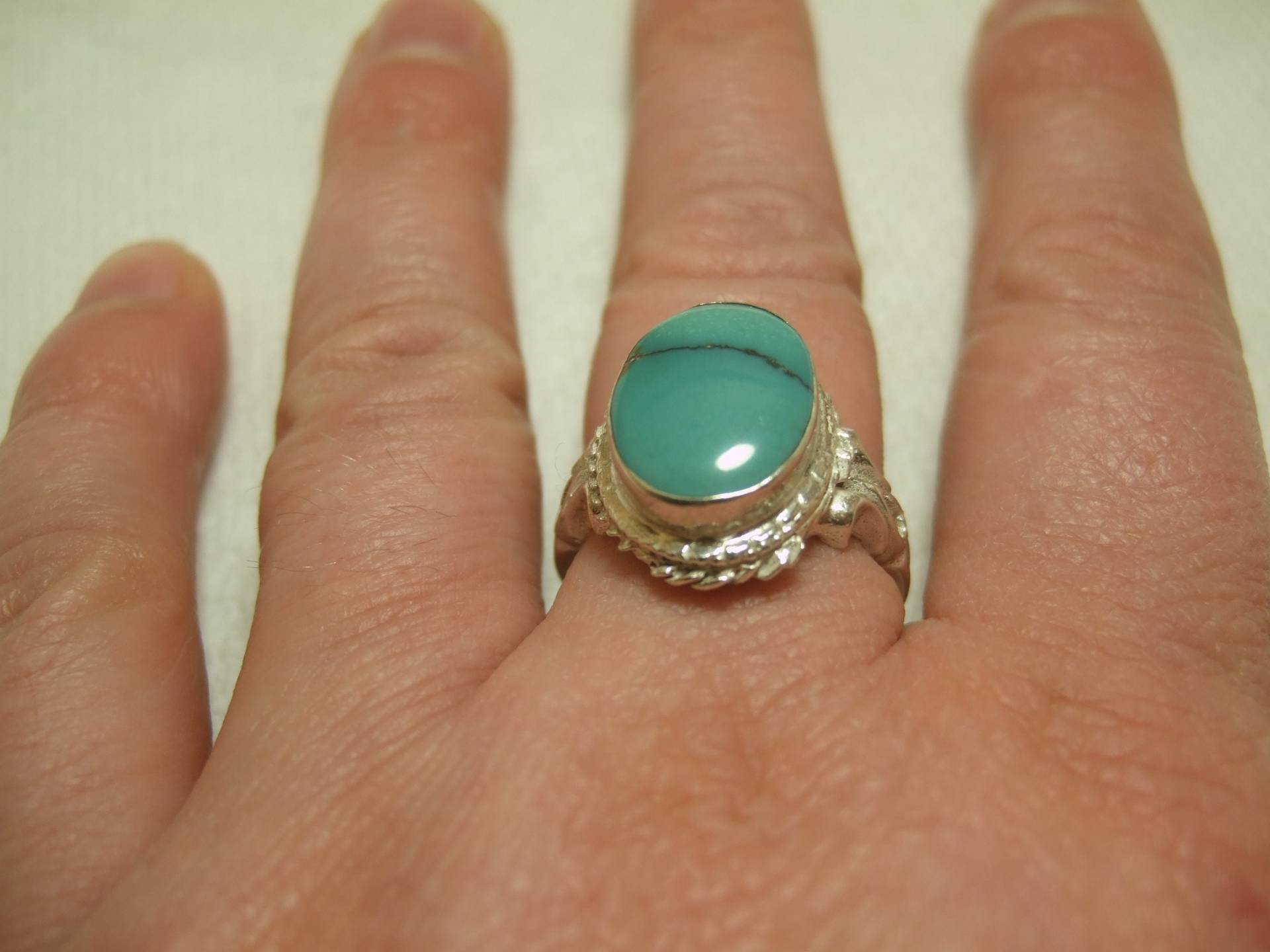 Vintage Sterling Silber 925 Natürliche Herausragende Blau Türkis Männer Frauen Ring 9, 23-G Größe Uns 10, 5 von vintagejewelery1