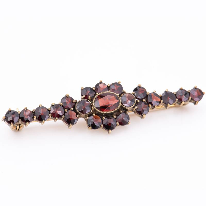 53 Mm - Elegante True Vintage Norm-Gold/Viertelgold 250/6K Granat Stabbrosche Um 1960 von vintagejuwelier