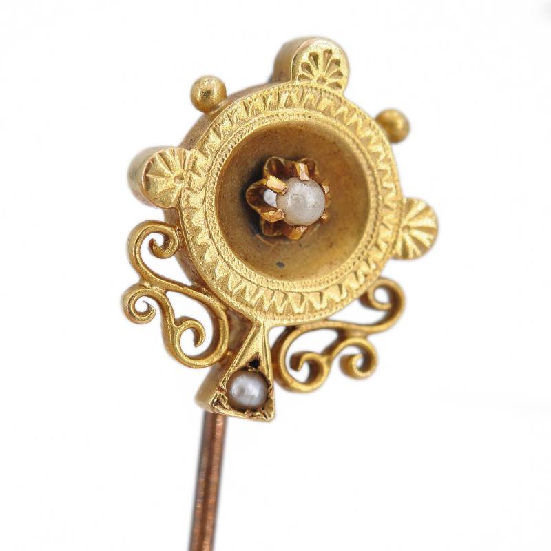 6, 4 cm - Filigrane Antike Jugendstil Anstecknadel Ansteckpin Mit Medaillonfunktion & Saat- Orientperlen Double Um 1900 von vintagejuwelier